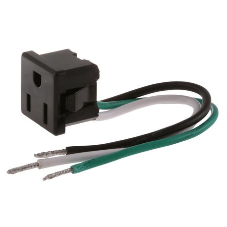 HUBBELL WIRING DEVICE-KELLEMS TradeSelect, Straight Blade, Single Receptacle, Snap-In, 15A 125V, 2-Pole 3-Wire, 5-15, Black RR374